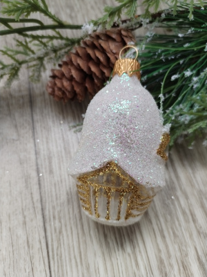 Ёлочное украшение "Домик низкий", прозрачная серия, в подарочной упаковке, h-9 см